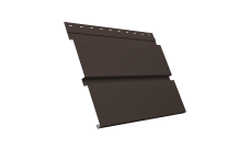 Софит металлический Квадро Брус Grand Line с перфорацией 0,5 Satin с пленкой RR 32 темно-коричневый