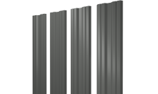Штакетник Твин с прямым резом Grand Line 0,45 PE RAL 7005 мышино-серый
