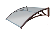 Козырек Krovent из поликарбоната 1500х930х280 прозрачный (коричневый кронштейн)
