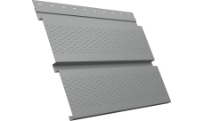 Софит металлический Квадро Брус v01 Grand Line с перфорацией 0,45 PE с пленкой RAL 9006 бело-алюминиевый