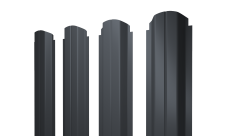 Штакетник П-образный A фигурный Grand Line 0,5 Velur X RAL 7024 мокрый асфальт