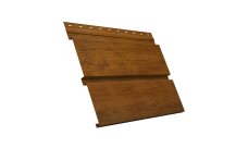 Софит металлический Квадро Брус Grand Line с перфорацией 0,45 Print Elite с пленкой Golden Wood TwinColor